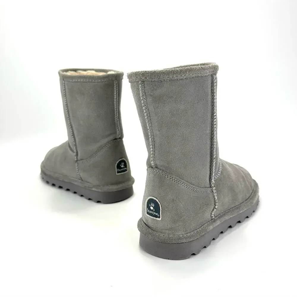BearPaw Elle Big Girls Winter Boot Size 5 Gray Suede Wool Waterproof Short Boot